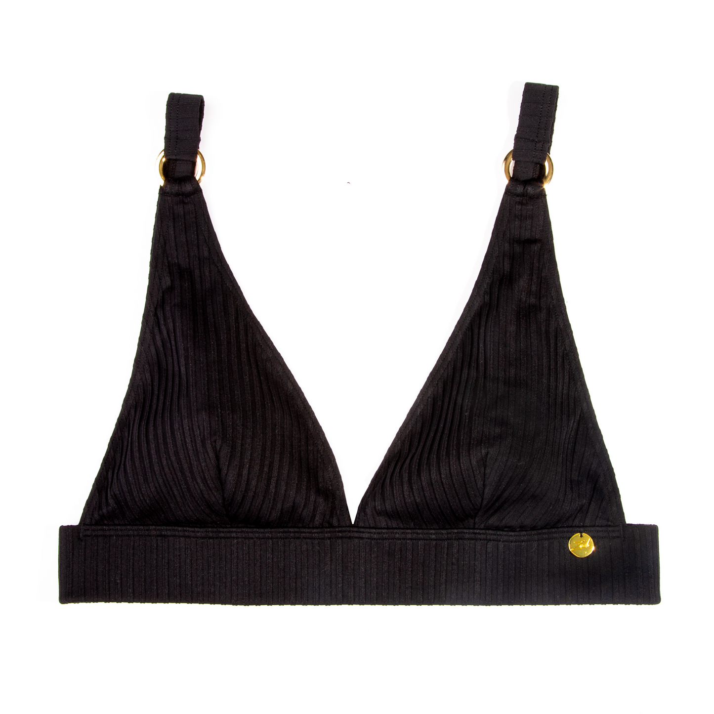 BLACK RIBBED BIKINI TOP - ZOAH