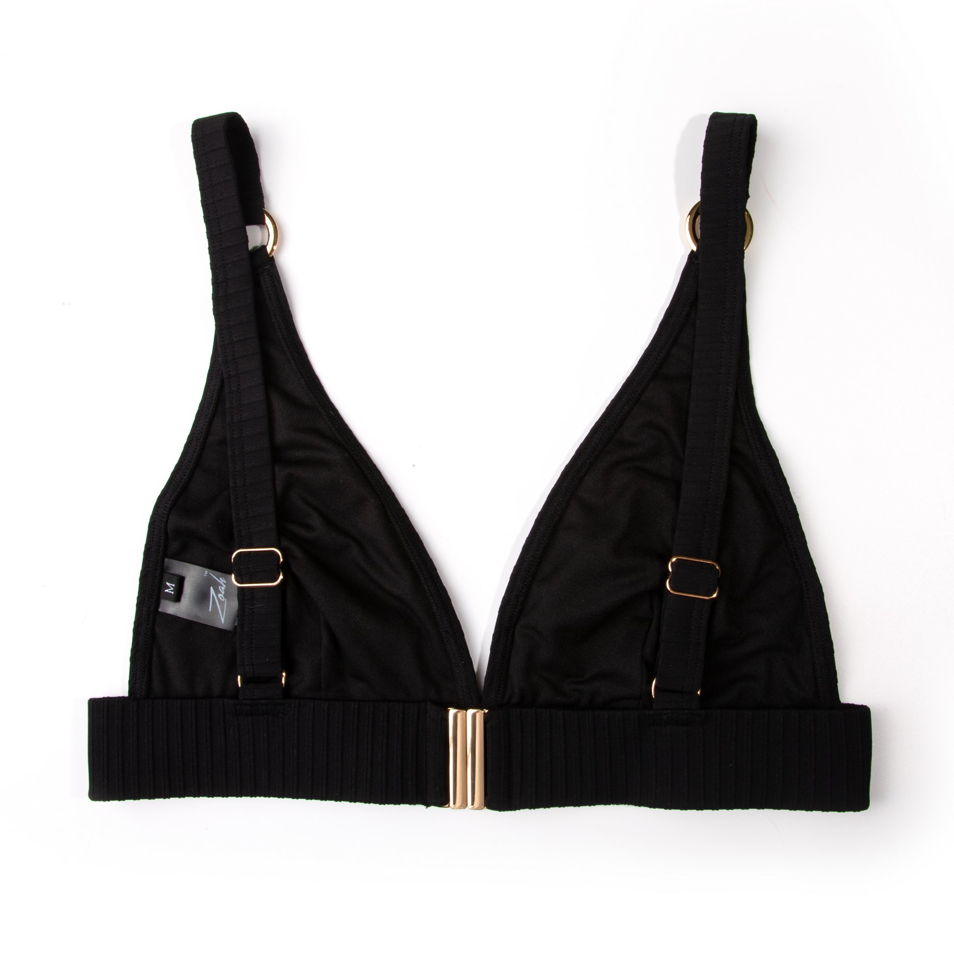 BLACK RIBBED BIKINI TOP - ZOAH